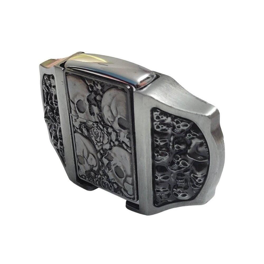 Antique Silver Metal Skulls Lighter Belt Buckle Lighter Buckle - Free Engraving - Picture 6 of 10